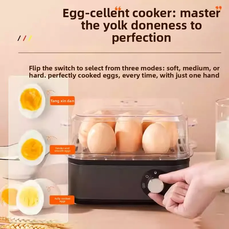 Stainless Steel Rotary Switch Electric Egg Cooker - 4-in-1 Quick-Cooking for Boiled, Poached, Scrambled Eggs & Omelets.