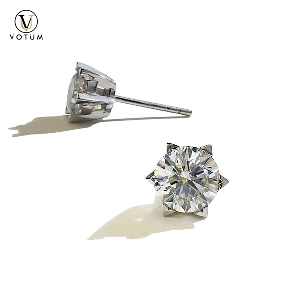 Votum 0.5/1ct جولة D اللون مويسانيتي 925 الفضة 18K الذهب الأبيض مطلي القرط مربط للنساء لؤلؤة كبيرة مجوهرات الزفاف الزفاف