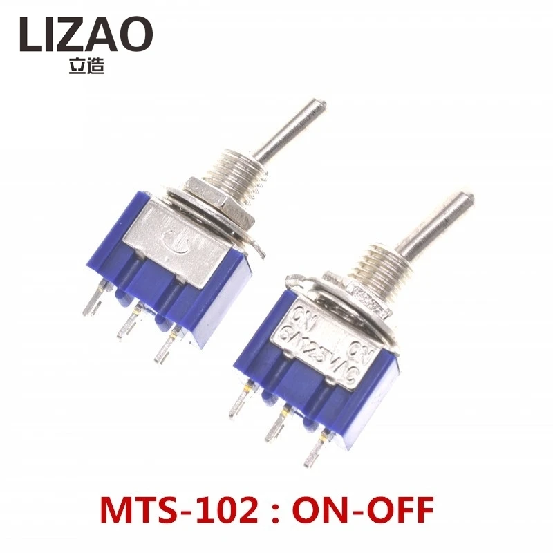 LIZAO ON-OFF-ON 3/6/9 Pin Toggle Switch, MTS-103 MTS-203 MTS-303 3/6/9 Position Mini Latching Switch 6A 3A