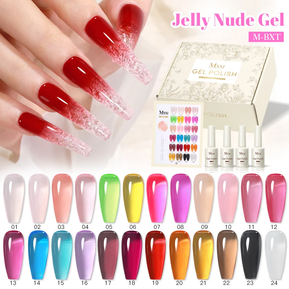 

Mxsi 15ml Blood Red Jelly Gel Nail Polish Set With Display Halloween Nail Art Gel Polish Kit Translucent Nail Gel for All Season