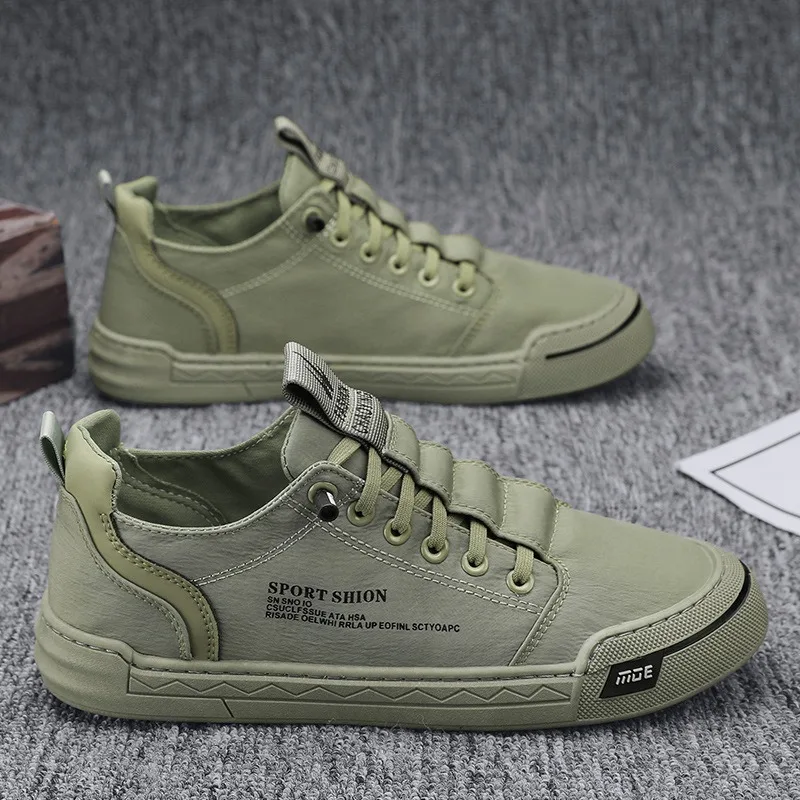 

2024 New Original Brand Green Casual Shoes forMen lce Silk Breathable Canvas Shoes Flat LaceUp Walking Shoe Lightweight Sneakers