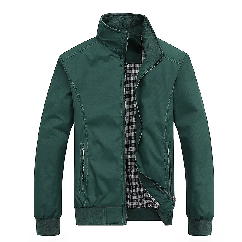 

Spring Autumn Men's Business Stand Collar Jacket Solid Color Plus Size Slim Fit Casual Sports Windbreaker Handsome Zipper Jacket