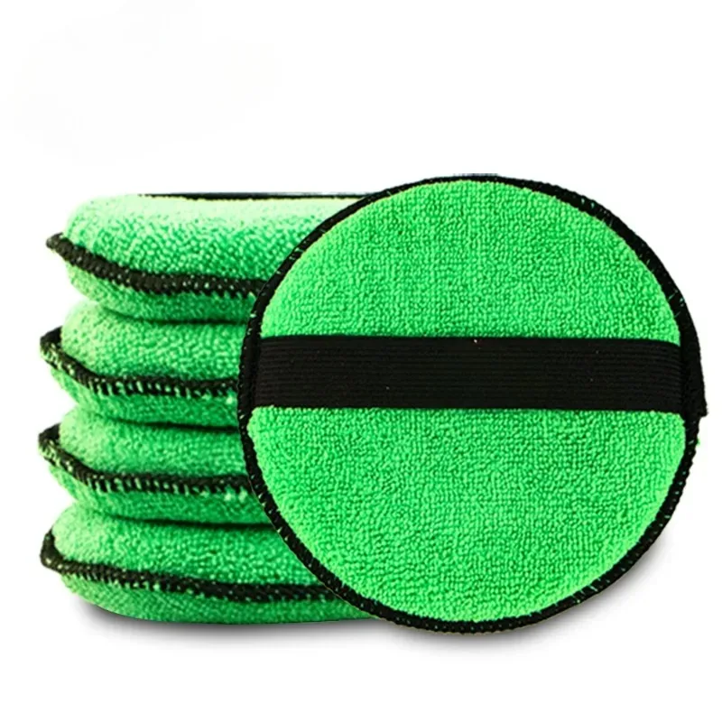 Automotive microfiber wax pad, belt design, easy to control the application of 5-inch polishing foam wax and sponge, 5 pieces