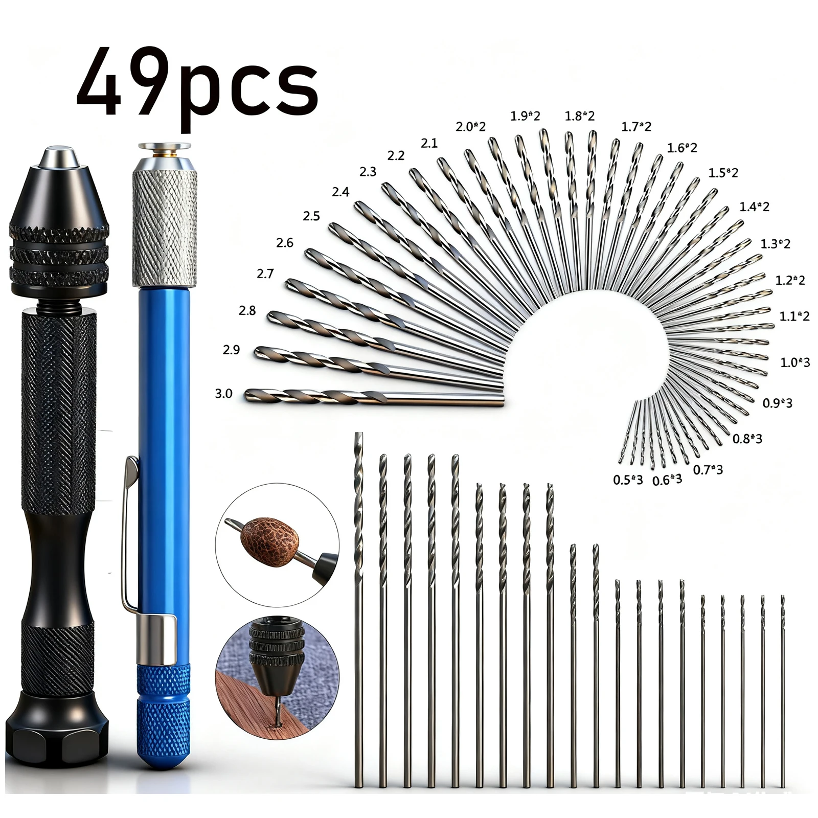 Mini Hand Drill Twist Drill Bits Set With Alloy Steel Twist Drills Rotary Tools For Craft Carving DIY Woodworking Plastic Jewelr