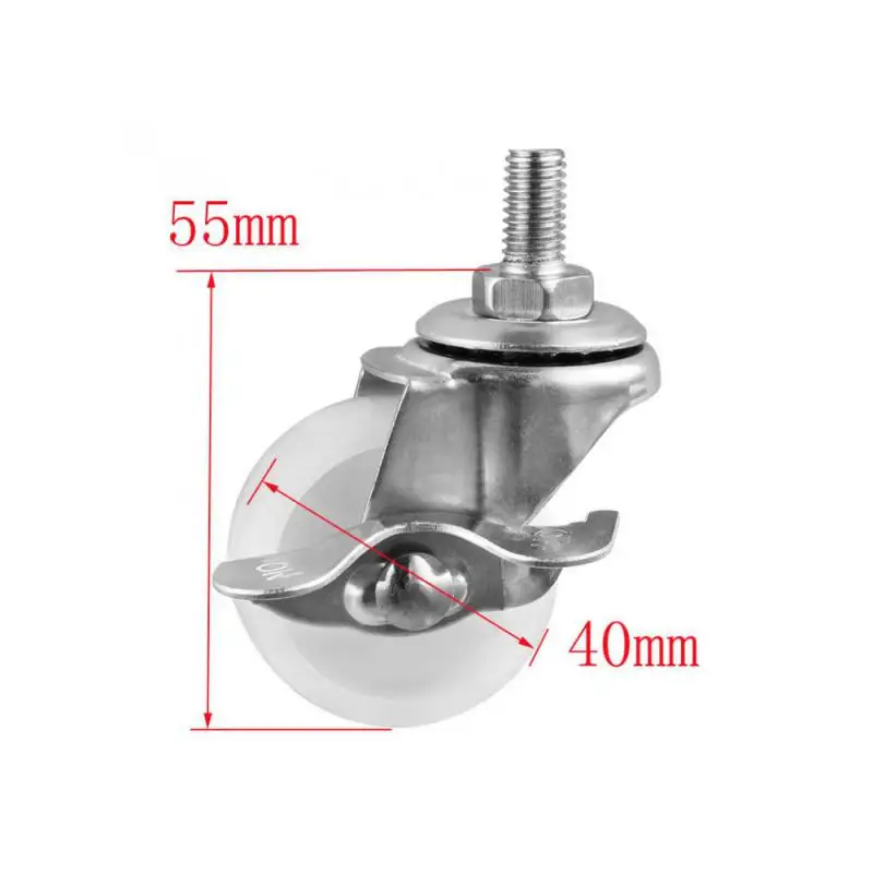 10 Packs Casters Spot 1.5 Inch White PP Screw Brake Wheel M6 Diameter 40mm Small For Shelf