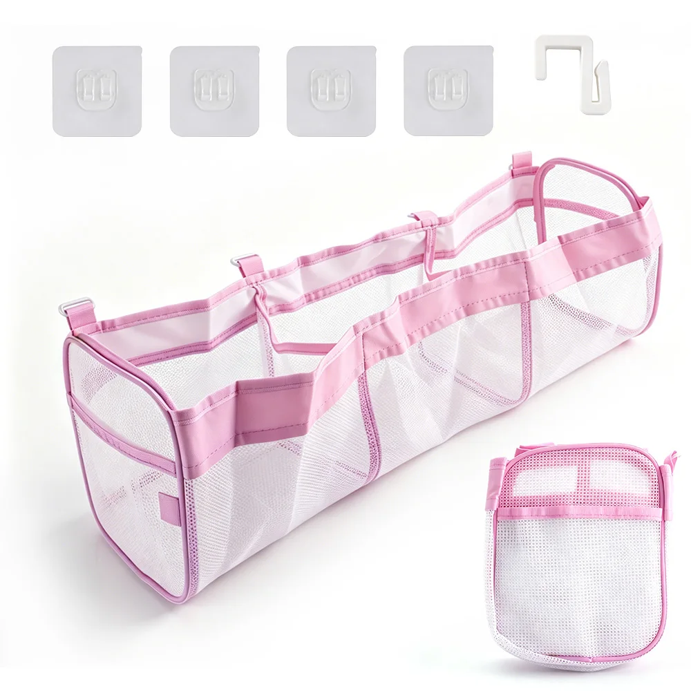 Große Wandmontierte Aufbewahrungstasche mit 3 Fächern, Dusch-Netztasche, Badezimmer-Spielzeugaufbewahrung, Hängetasche, Multifunktionales Aufbewahrungsregal