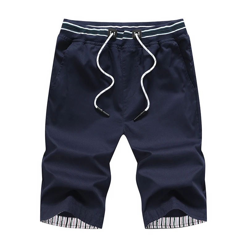 

Men's Casual Stripe Cotton orts Five-Seven Inches Loose Elastic Waist Youthful Summer Beach Pants Straight Leg Loose Fit