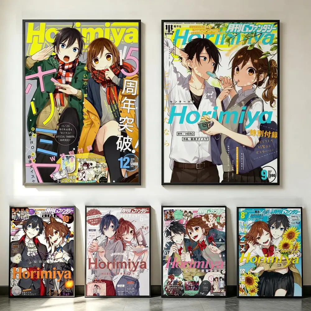 Anime Horimiya Poster HD Trendiges Selbstklebendes Wandbild für Wohnzimmer, Schlafzimmer, Studentenwohnheim, Büro, Zuhause, Geschenk