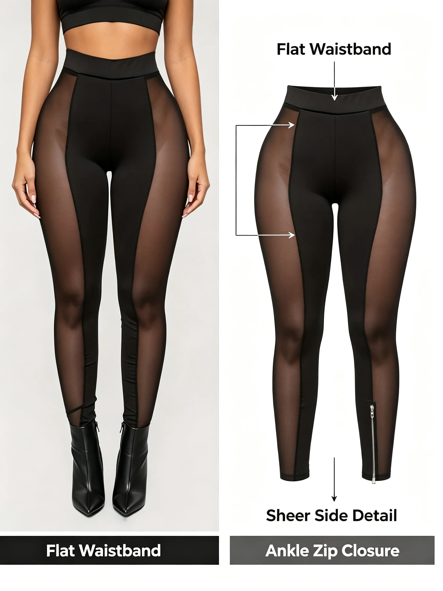 Sexy Women's Tight See-through Fashionable Sporty Casual Pants Autumn Winter New Arrival Long Polyester Fiber Base Layer Trou...