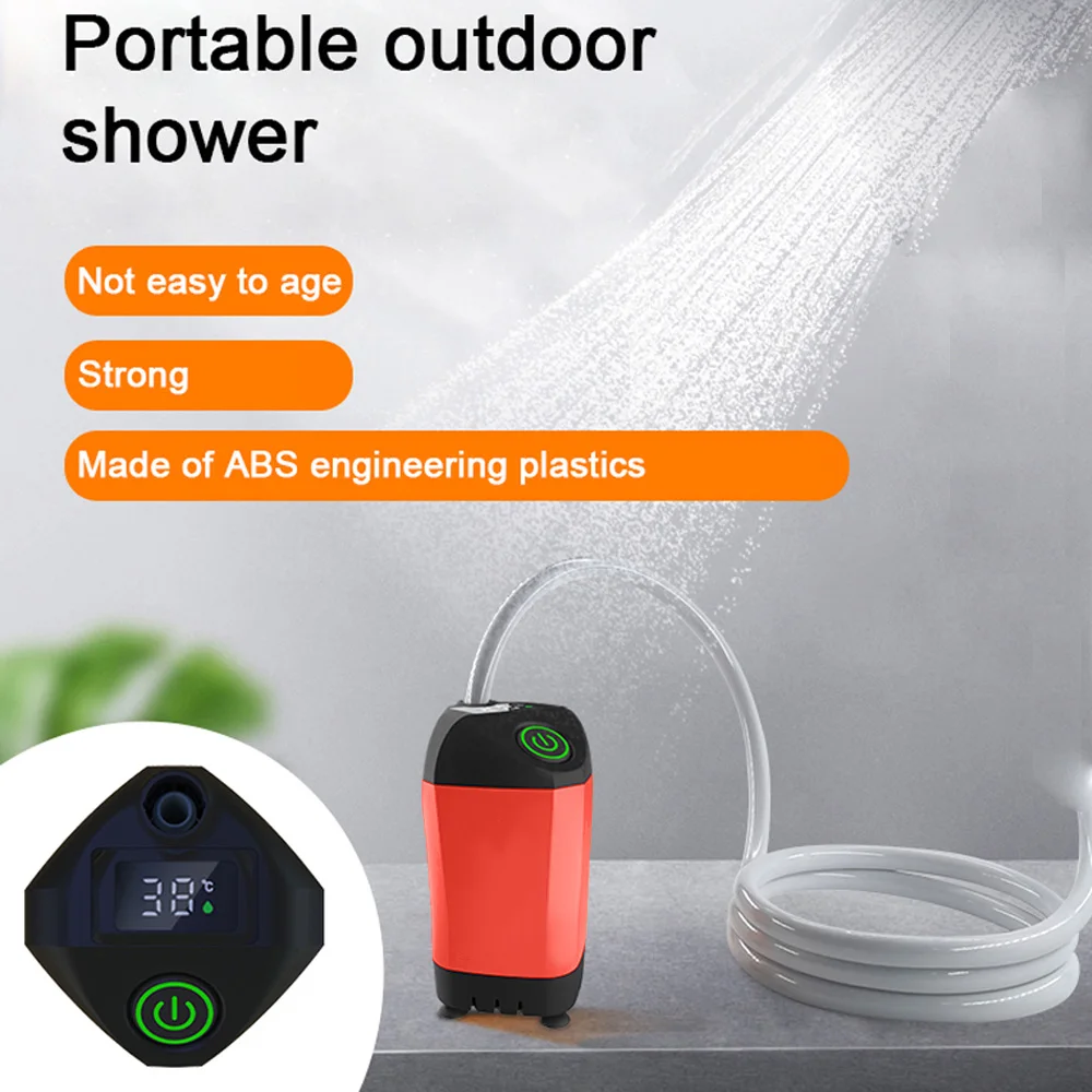 Portable Shower for Camping Electric Shower Pump Waterproof with Digital Display for Camping Hiking Travel Beach Pet Watering