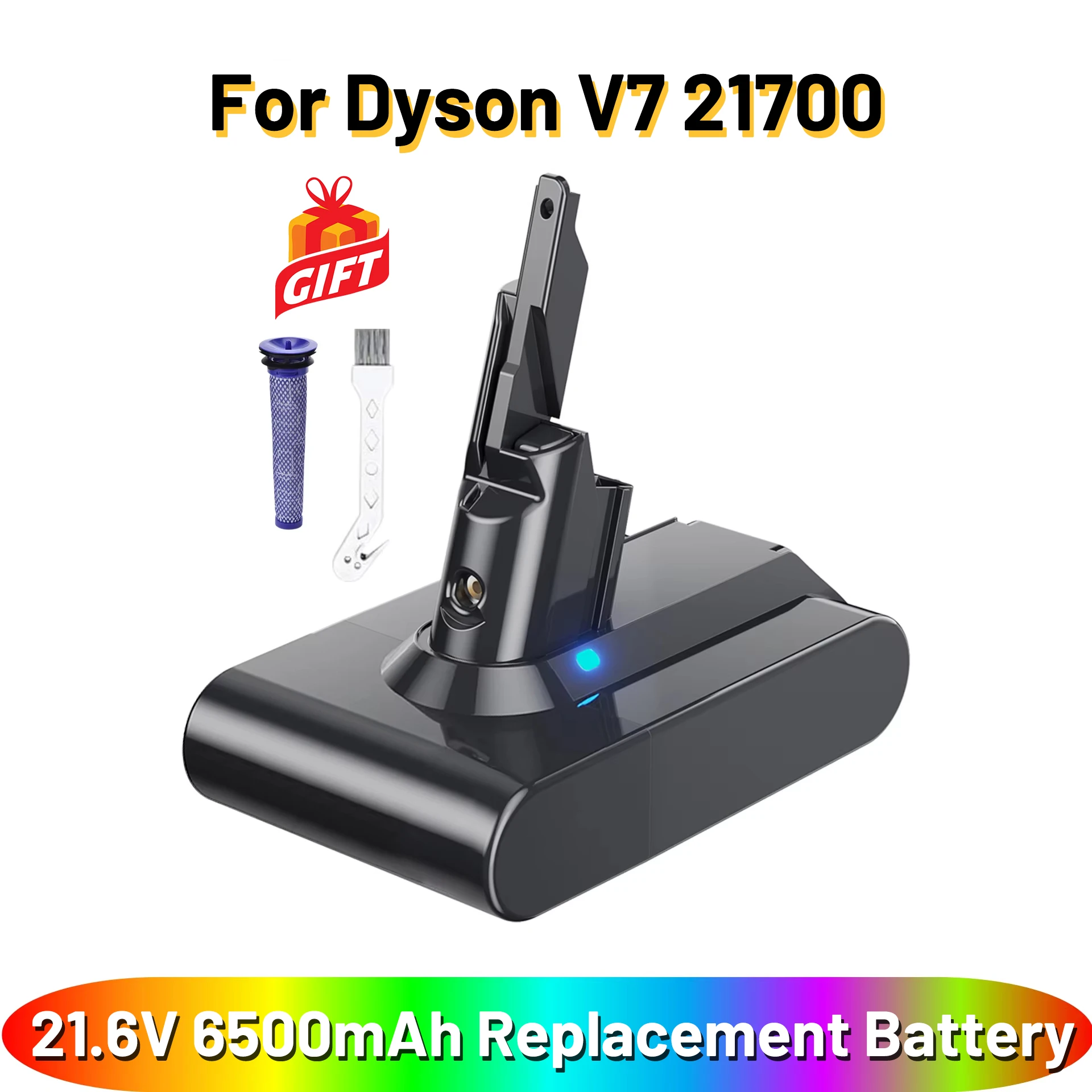 

21.6V 6500mAh/8000mAh Battery for Dyson V7 Compatible with SV10/Absolute/Fluffy/Animal Pro Cordless Vacuum Cleaner
