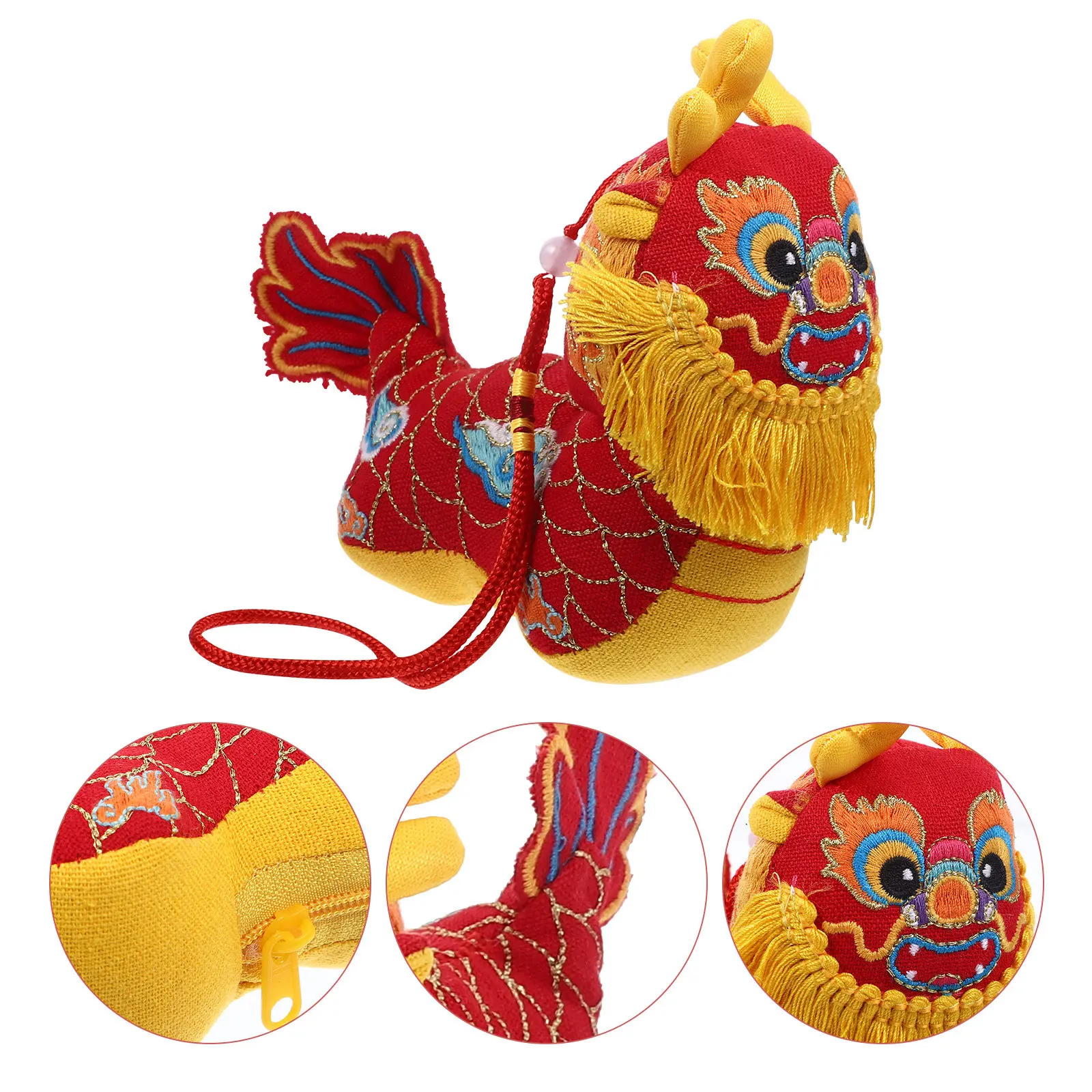 Drago mascotte appeso decorazione animale di peluche in stile cinese per la parete di casa dell'auto regalo di Capodanno colore brillante artigianato squisito