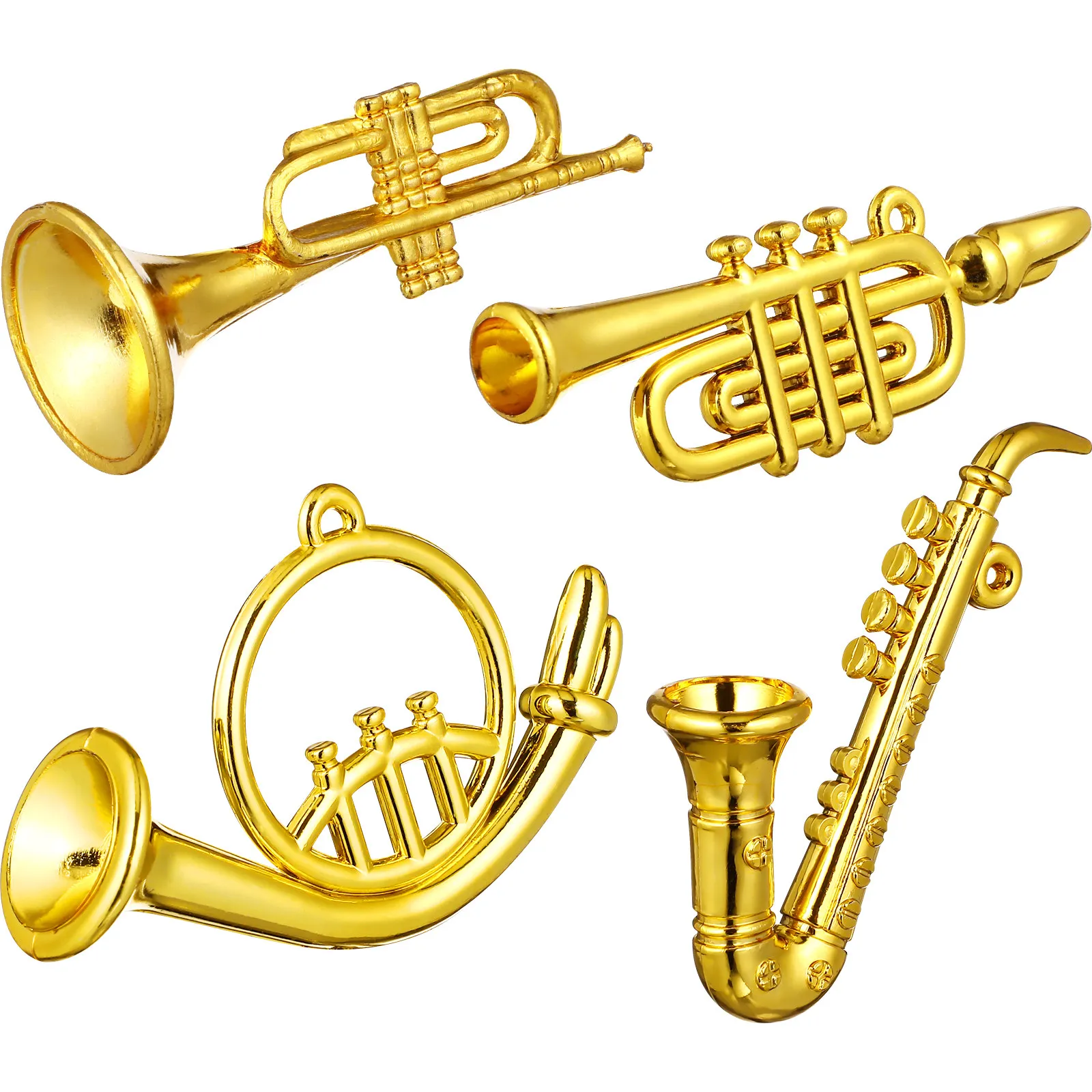 

4Pcs Premium Plastic Mini Trumpet and Saxophone Models Dollhouse Accessories Realistic Decor for Kids Playroom Table Desk Mini