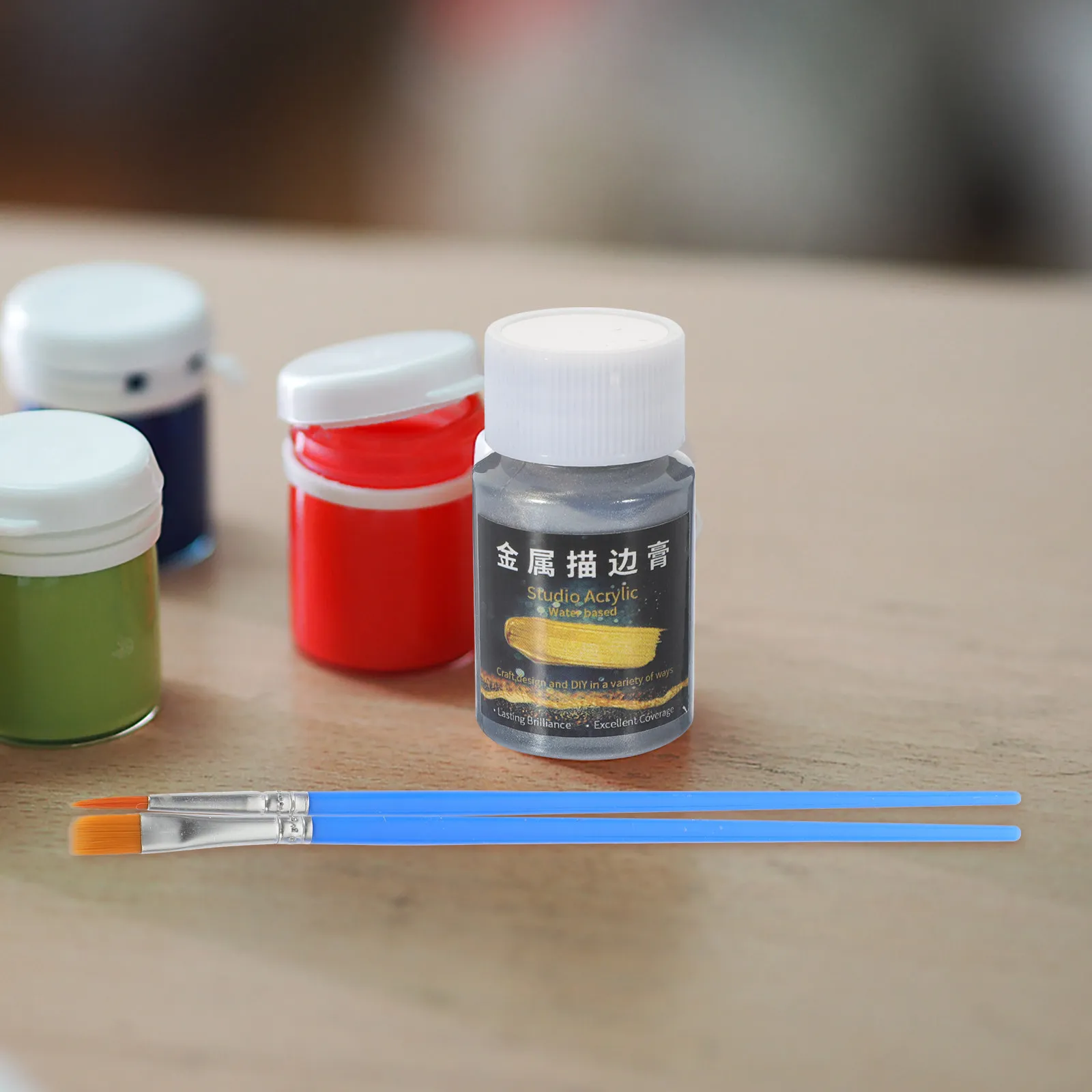 1Set Silver Metallic Paint Pigment Liquid Outline Gold Dust DIY Art Painting Supplies for Paper Fabric Ceramic Acrylic Metallic