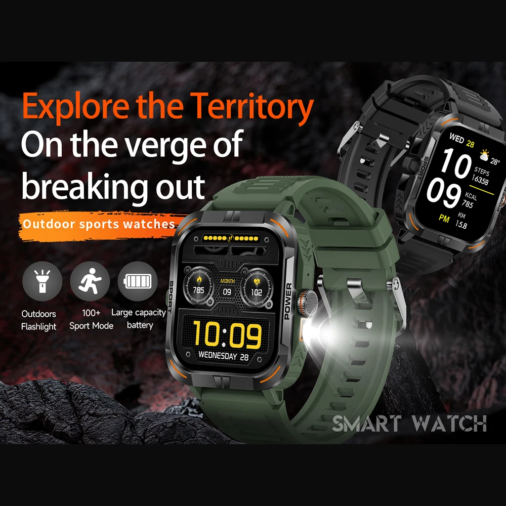 GEJIAN New LED Flashlight Smart Watch HD Bluetooth Call AMOLED Full Screen Touch Professional Sports Guidance SmartWatches 2025