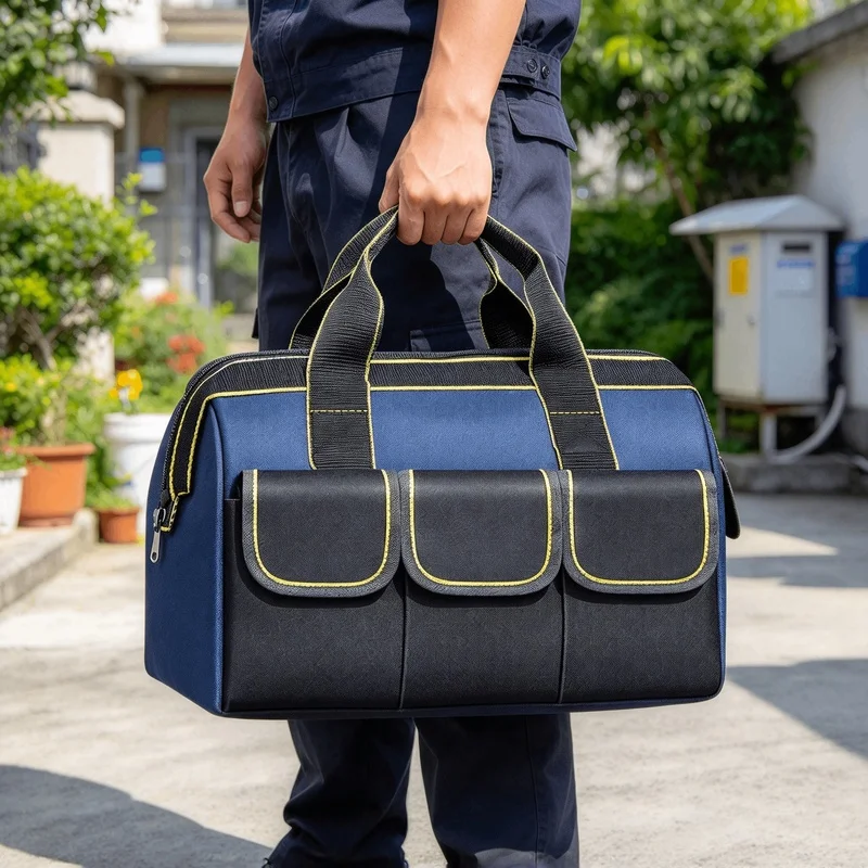 Waterproof Multi-Pocket Electrician Tool Bag, 13 Inch Large Capacity Wear Resistant Carry Case for Hand Tools Storage & Repair