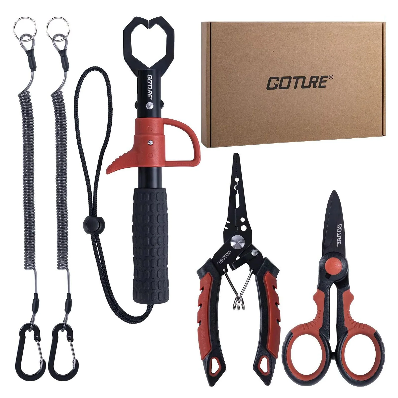 Goture Fishing Tools Combo Multipack Pliers Lip Gripper Hook Remover Scissors Sharpener Scale Lanyards Angler Gift Set