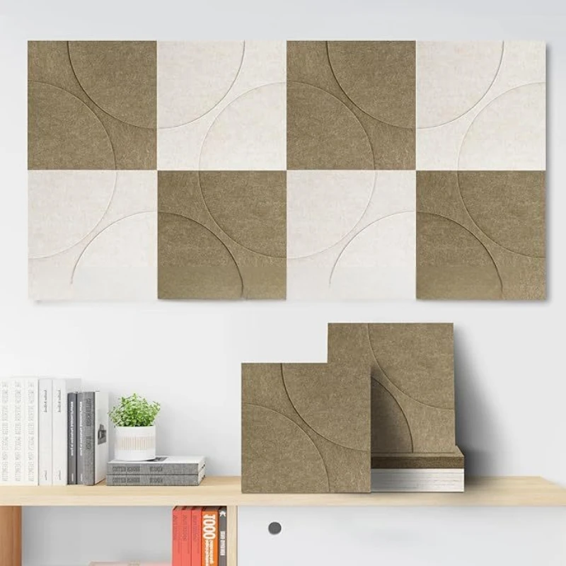3D Interlocking Polyester Fiber Acoustic Panels Self Adhesive Sound Absorbing Wall Decor for Home Office Conference Room