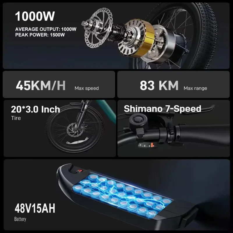 EB20-A04 Folding Women's Electric Bicycle 7 Speed High Speed 45 km/h 48V 15AH Lithium Battery view 6