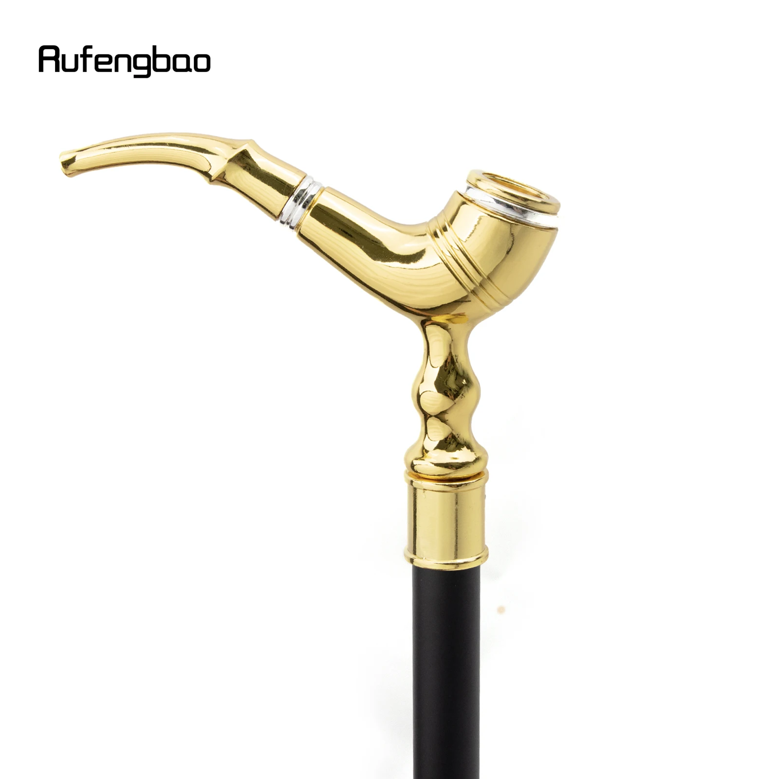 Golden Pipe Pattern Single Joint Walking Stick with Hidden Plate Self Defense Fashion Cane Plate Cosplay Crosier 93cm