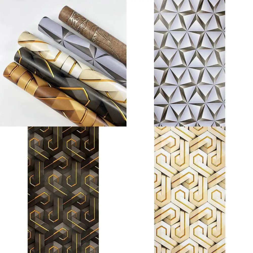 3D Geometric Self Adhesive Wall Stickers Waterproof Moisture Proof Wallpaper for Living Room KTV Hotel Bar Decor