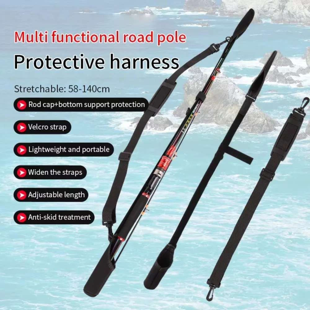 Portable Fishing Rod Storage Bag Adjustable Fishing Rod Shoulder Belt Fishing Rod Belt Protector Reel Fishing Accessories