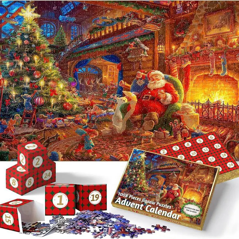 

Santa Claus With Christmas Tree 1000 Piece Christmas Jigsaw Puzzles Family Funny Decompression Games Durable Easy Install