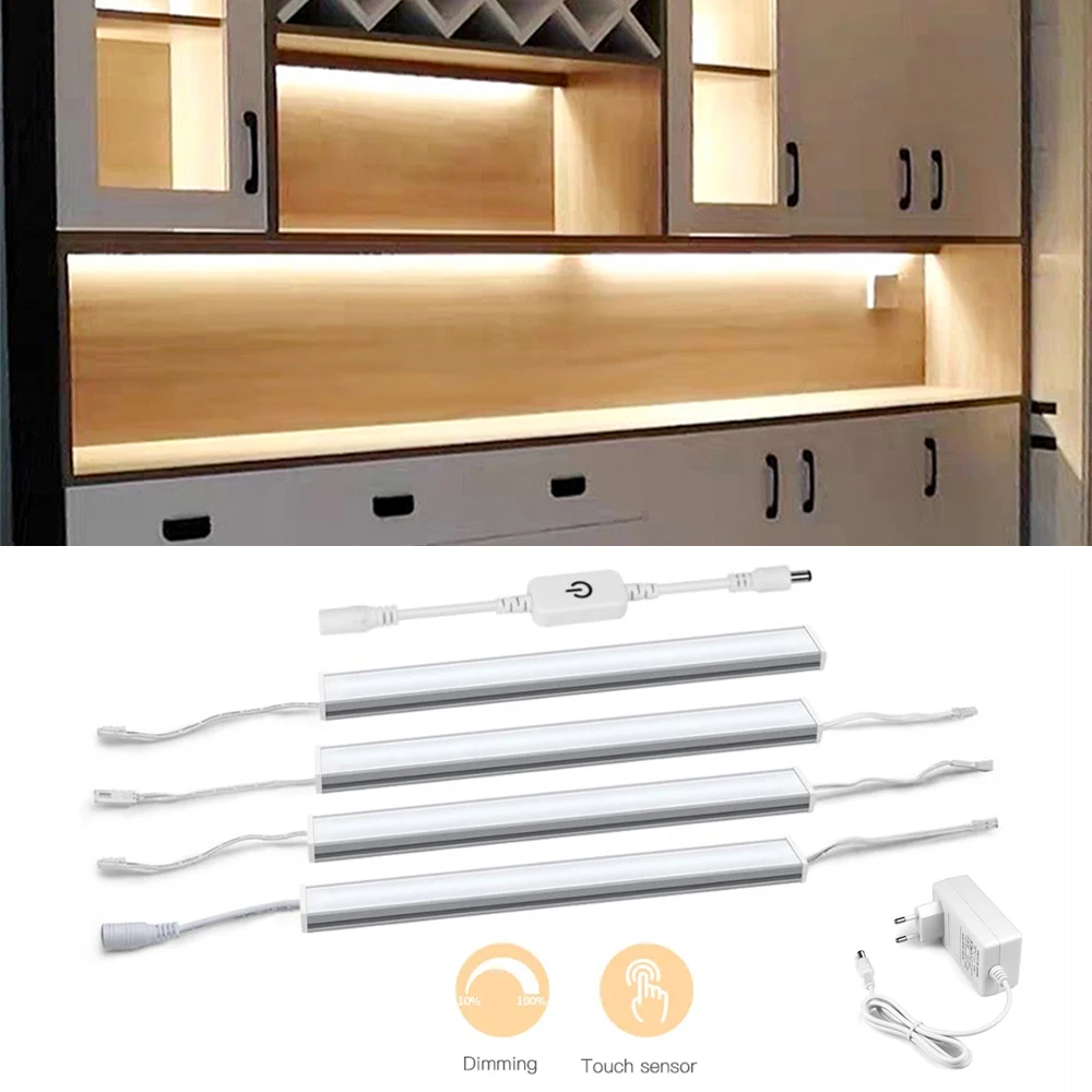 LED Touch Sensor Bar Light Night Lights Dimmable Cabinet Light DC12V 1-5pcs LED Tube for Wardrobe Wine Case Display Backlight