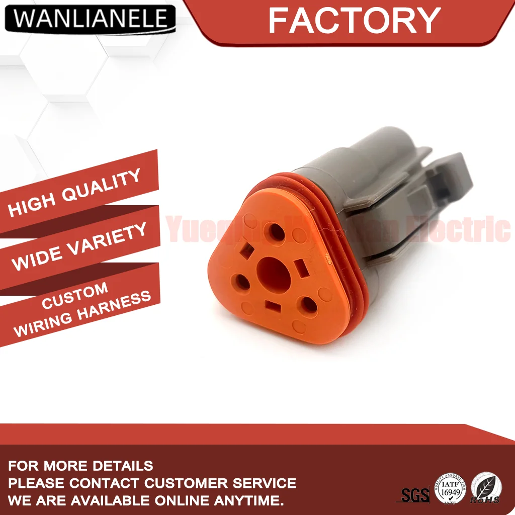 50 Sets DT04-3P 3 Pin Waterproof Connector Female Receptacle IP68 Automotive DT Series Gray Housing 13A 250V