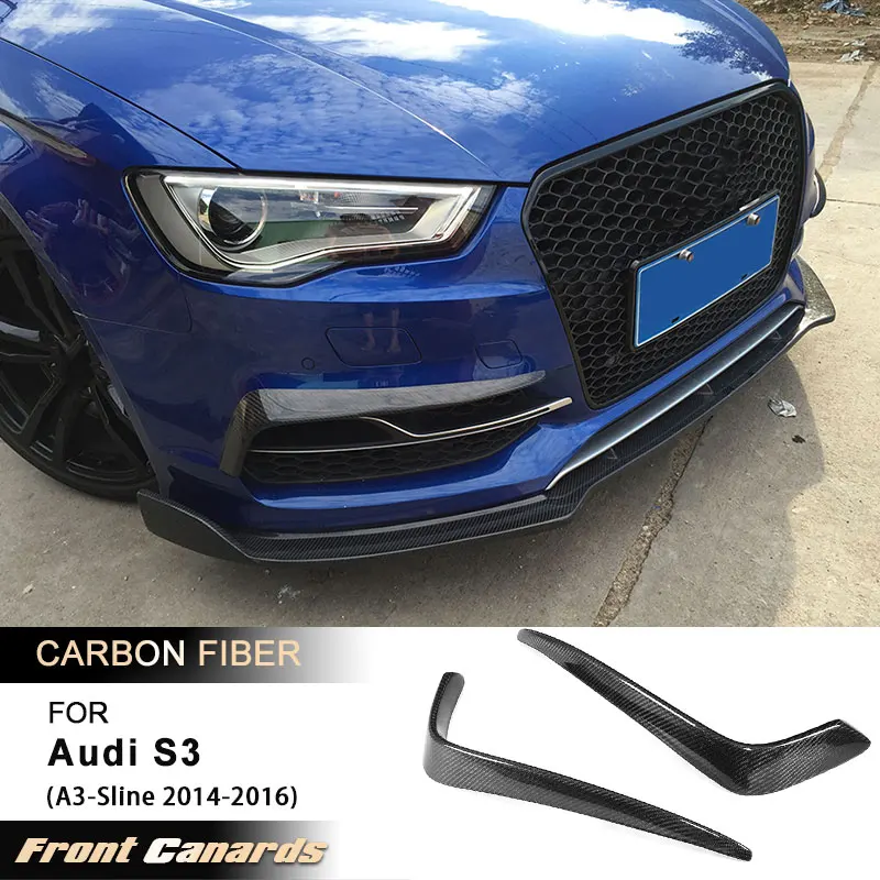 

Car Front Bumper Fog Light Canards Splitter Fins for Audi A3-Sline S3 Sedan 2014-2016 Front Canards Body Kit Carbon Fiber FRP