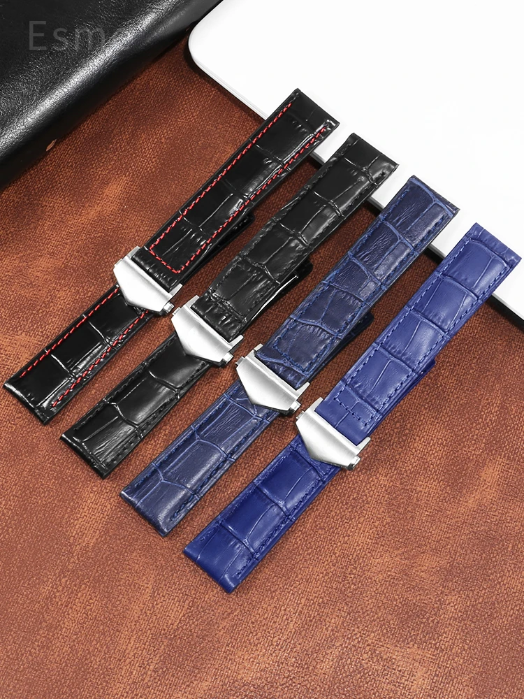 Moda simples pulseiras de couro genuíno para heuer tag série impermeável respirável premium bambu textura cinta 20 22 24mm