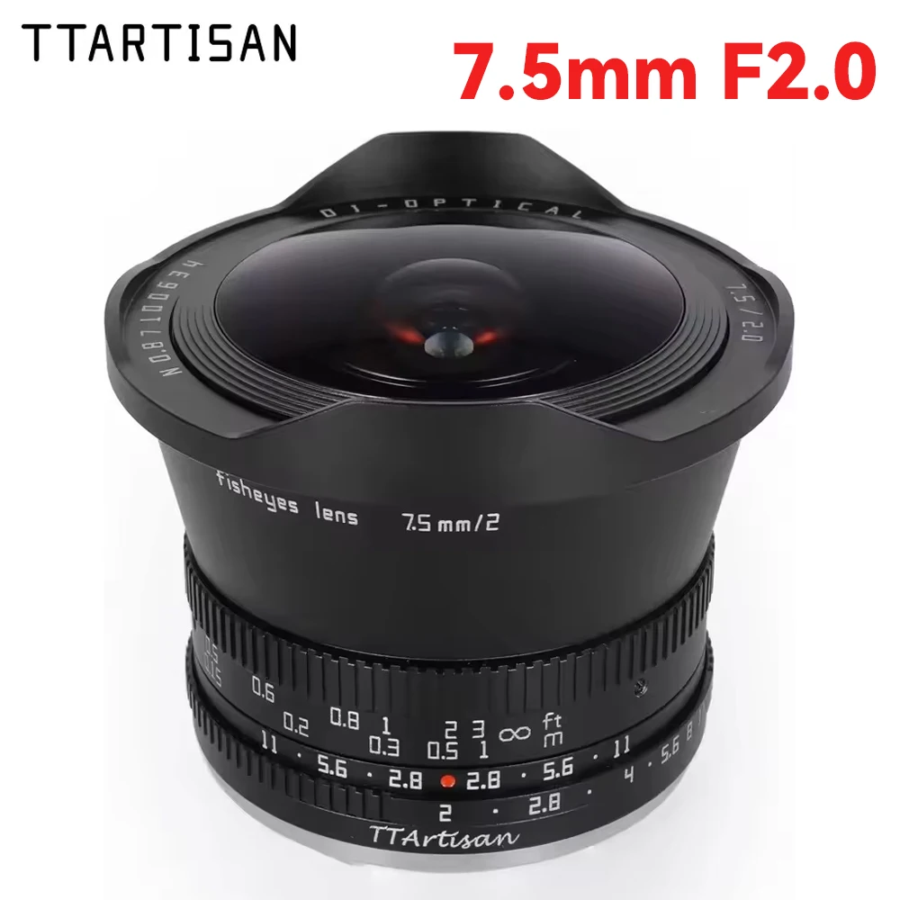 TTArtisan 7,5mm F2.0 APS-C lente de cámaras ojo de pez de gran apertura para Sony E Nikon Z Fuji X M4/3 Canon EOS M L montaje de cámara