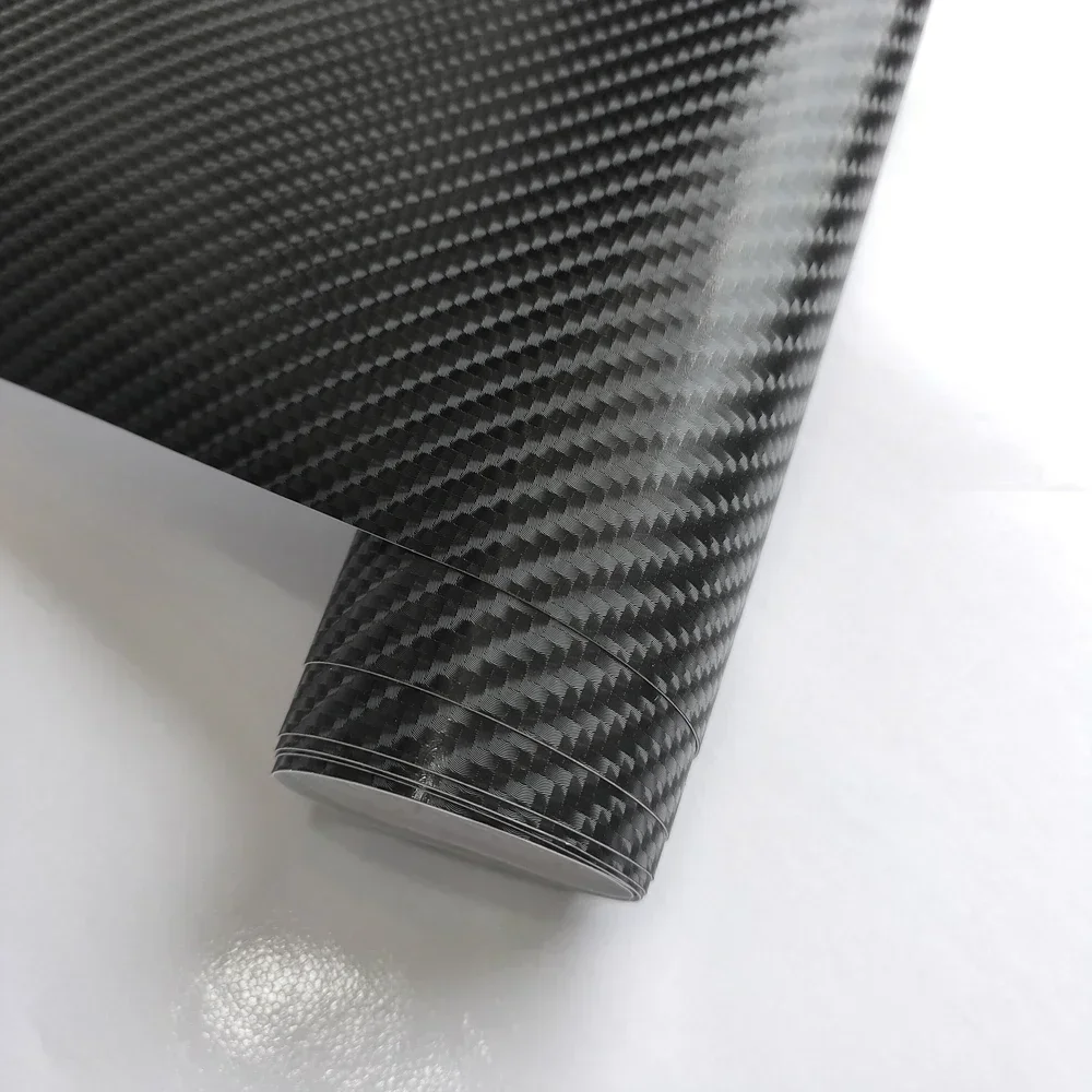 Premium 3D Black Carbon Fiber Vinyl Wrap Roll Self Adhesive Air Release System Car Decal Vehicle Body Decoration DIY