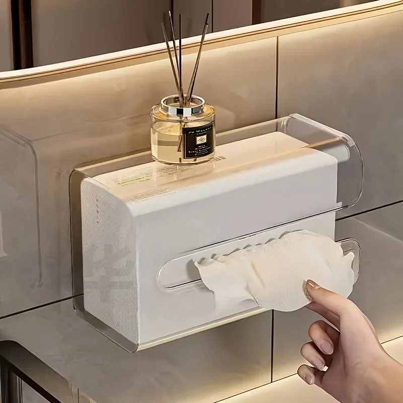 1PCWall-mounted Container  Simple Tissue Paper Storage Box For Bathroom Office Living Room Disposable Face Towel Storage