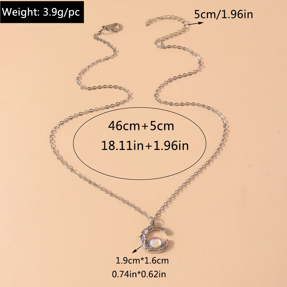 Aihua Exquisite Y2K Silber Farbe Kristall Sonne Mond Sterne Halsketten für Frauen Koreanische Temperament Schlüsselbein Kette Schmuck Geschenke – Detail 6