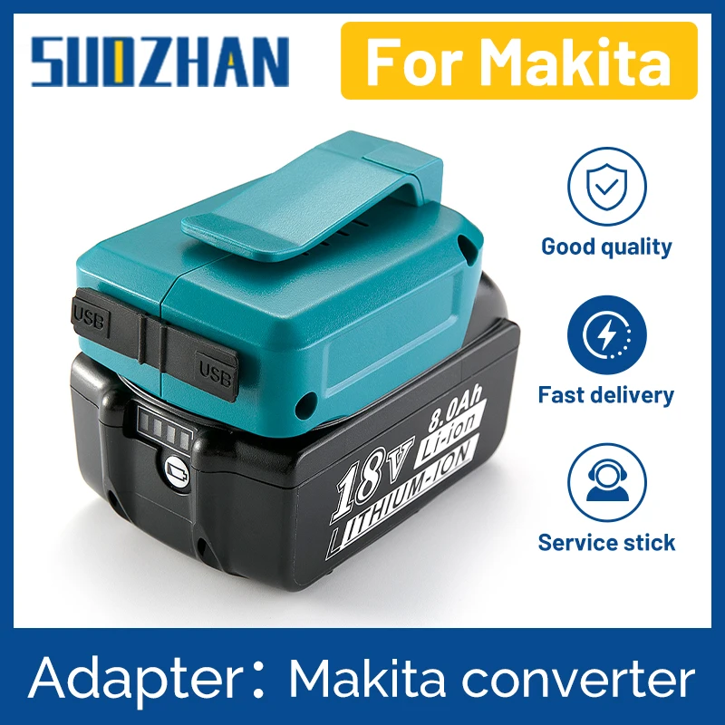 

usb power charging adapter converter for makita adp05 bl1815 bl1830 bl1840 bl1850 1415 14.4-18v li-ion battery blue