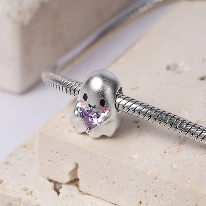 2023 New Halloween Silver 925 Plated Pumpkin Bat Charm Dangle Fit Pandora Original Bracelet For Women DIY Jewelry Making Gifts