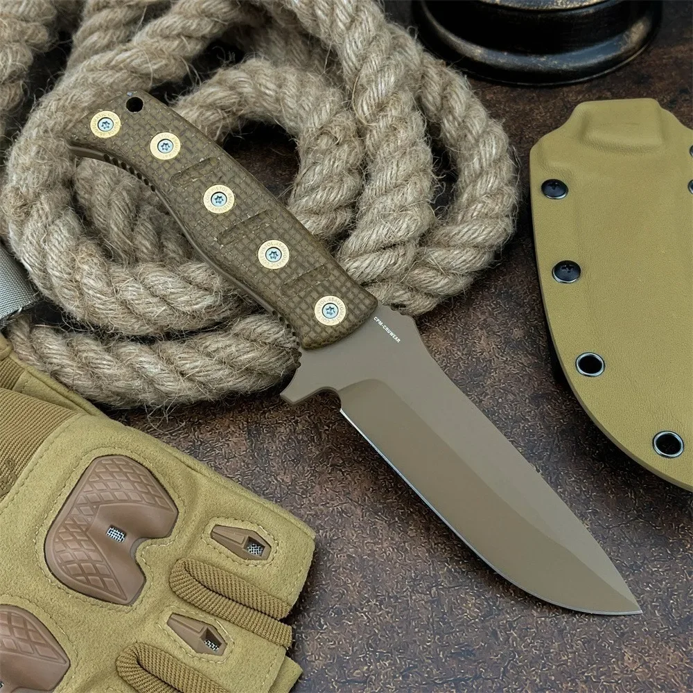 

High Quality 375 Tactical Fixed Blade Knife with Sheath D2 Blade Micarta Handle EDC Outdoor Survival Knife Cutting Hunting Knife