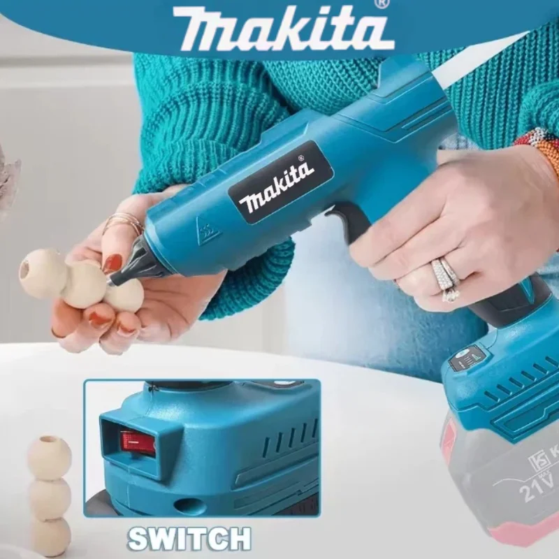

Аккумуляторный электрический ручной пистолет для горячей клейки Makita, инструмент для ремонта и DIY, термопистолет для сварки, пистолет для горячего воздуха с насадкой против ожогов