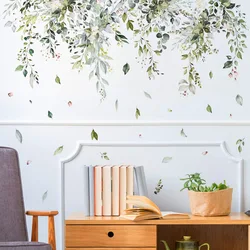 Green Leaves Plant Branch Wall Sticker Bedroom Living Room Background Decoration Mural Home Decor Stickers Art Decals Wallpaper