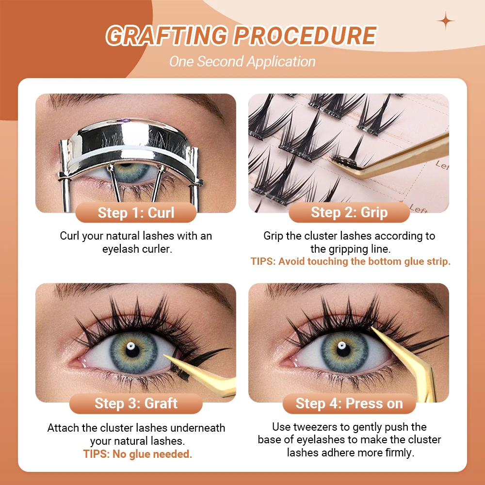 Lashtalk Nine-tailed Bunny Lashes Self Adhesive Fox Flying Style DIY False Eyelash No Glue and Remover Needed One-Step Reusable