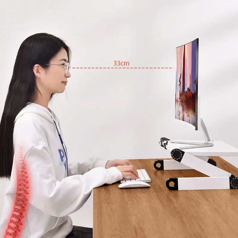 Adjustable Laptop Desk Lift Table for Desktop Display, Portable Hanging Bracket with Screen Support Floating Standing Table