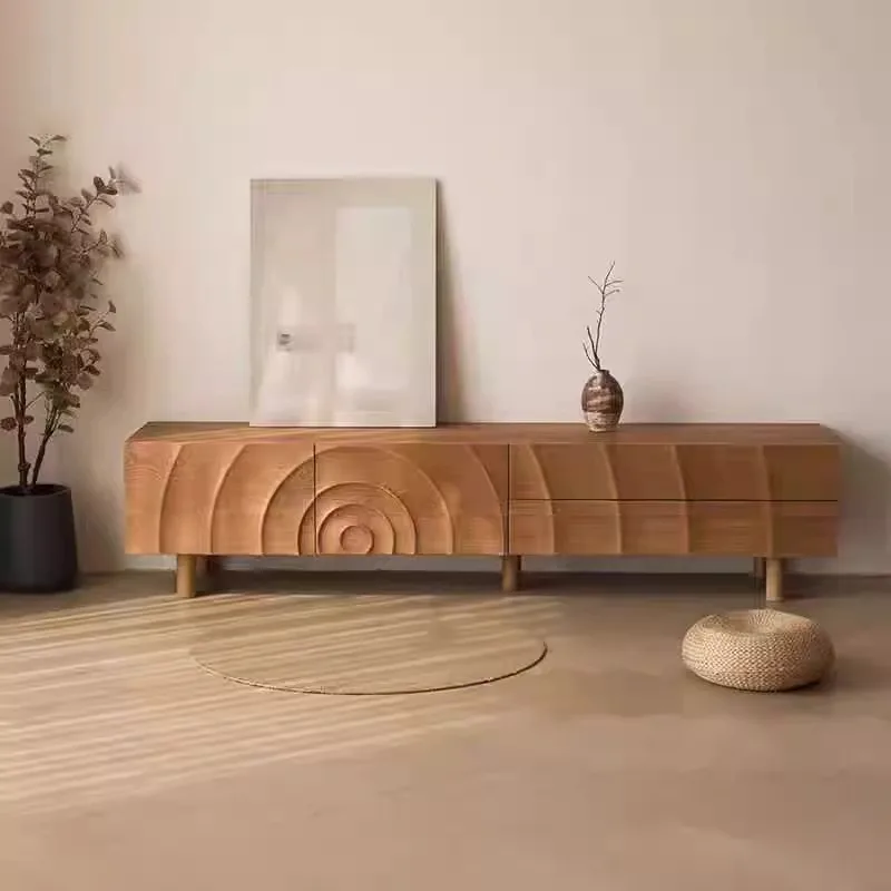 

Nordic solid wood TV cabinet Modern simple household log storage cabinet Living room floor cabinet Homestay audio-visual locker