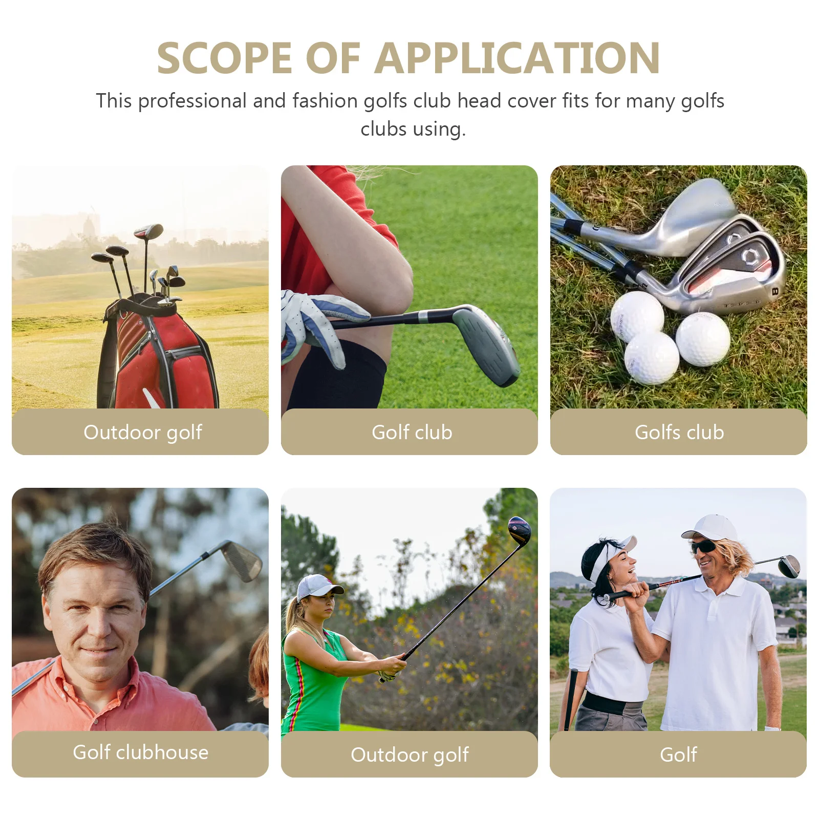 

Cute Puppy Design Golf Club Head Protector Khaki Material Durable Simple Use Anti Scratch Long Serving Golfs Club Covers