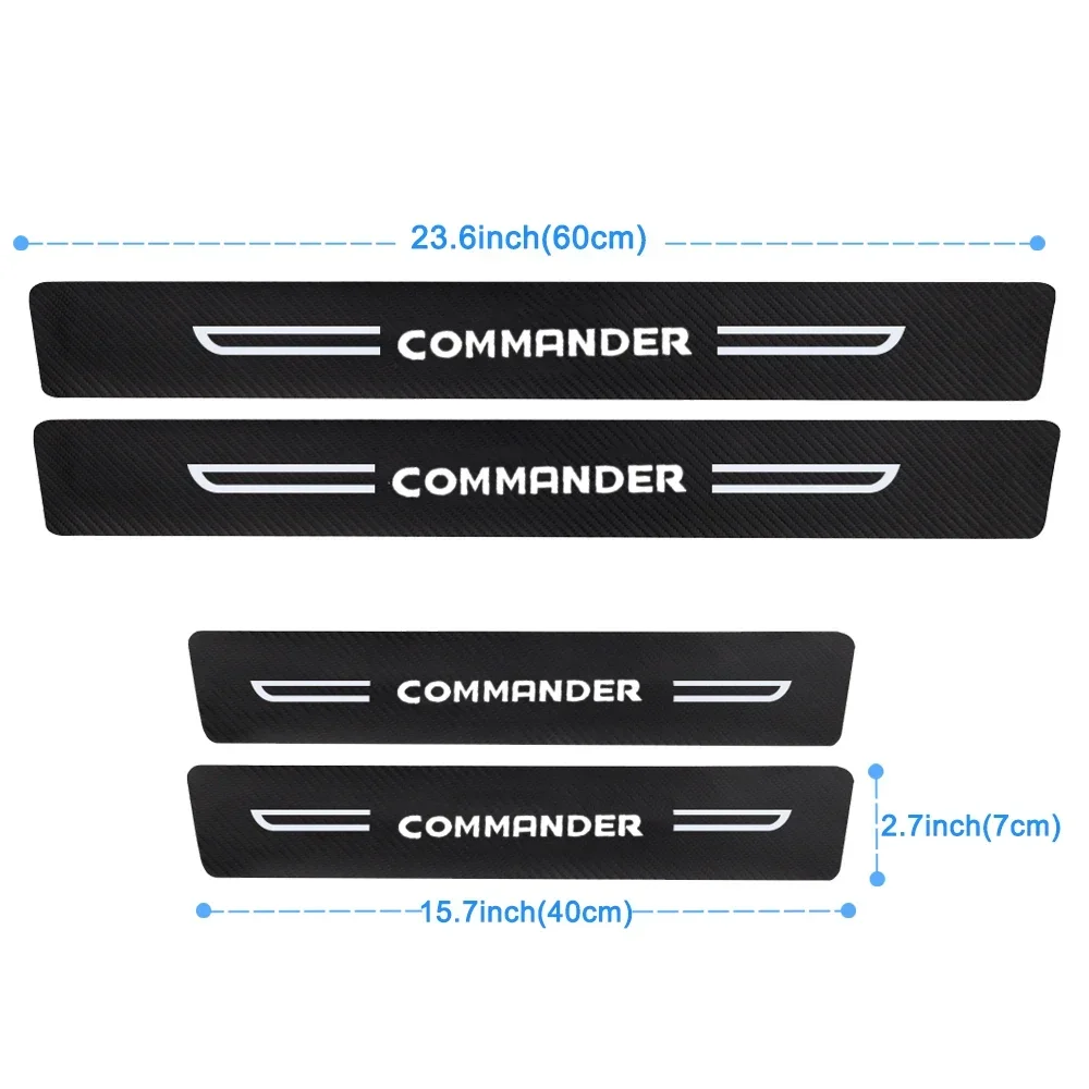 For JEEP Commander Badge Car Front Rear Door Threshold Sill Stickers Anti Scratch Trim Accessories