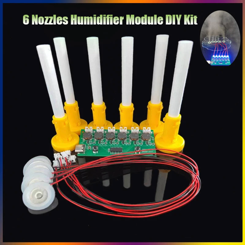 Humidifier Module DIY Kit Nebulizing Control Board Ultrasonic Nebulizer Mist Driver Circuit Board Type-C Interface 6 Nozzle