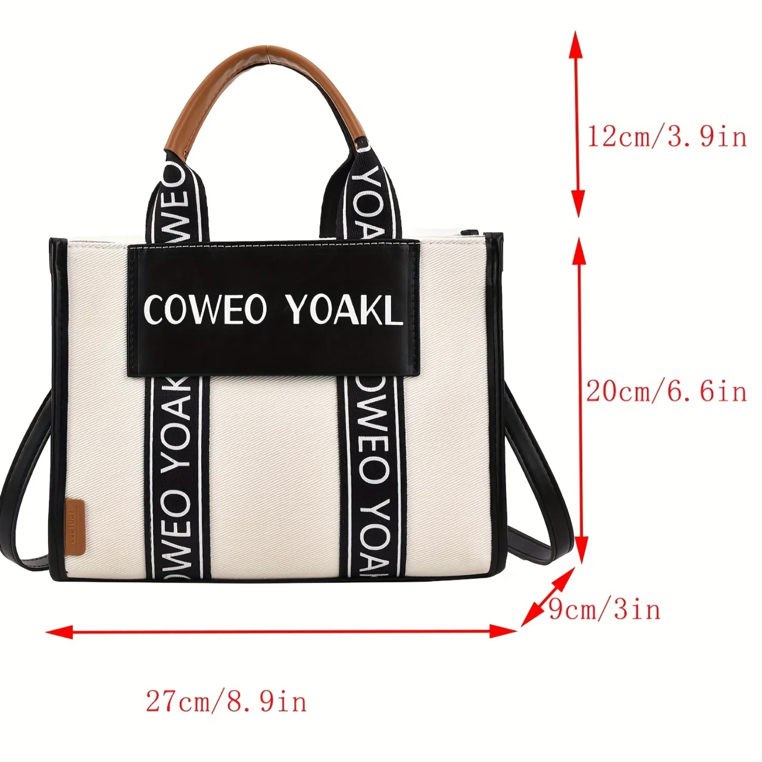 Women's Square Shoulder Bag Letters Pattern Top Handle Satchel Daily Use