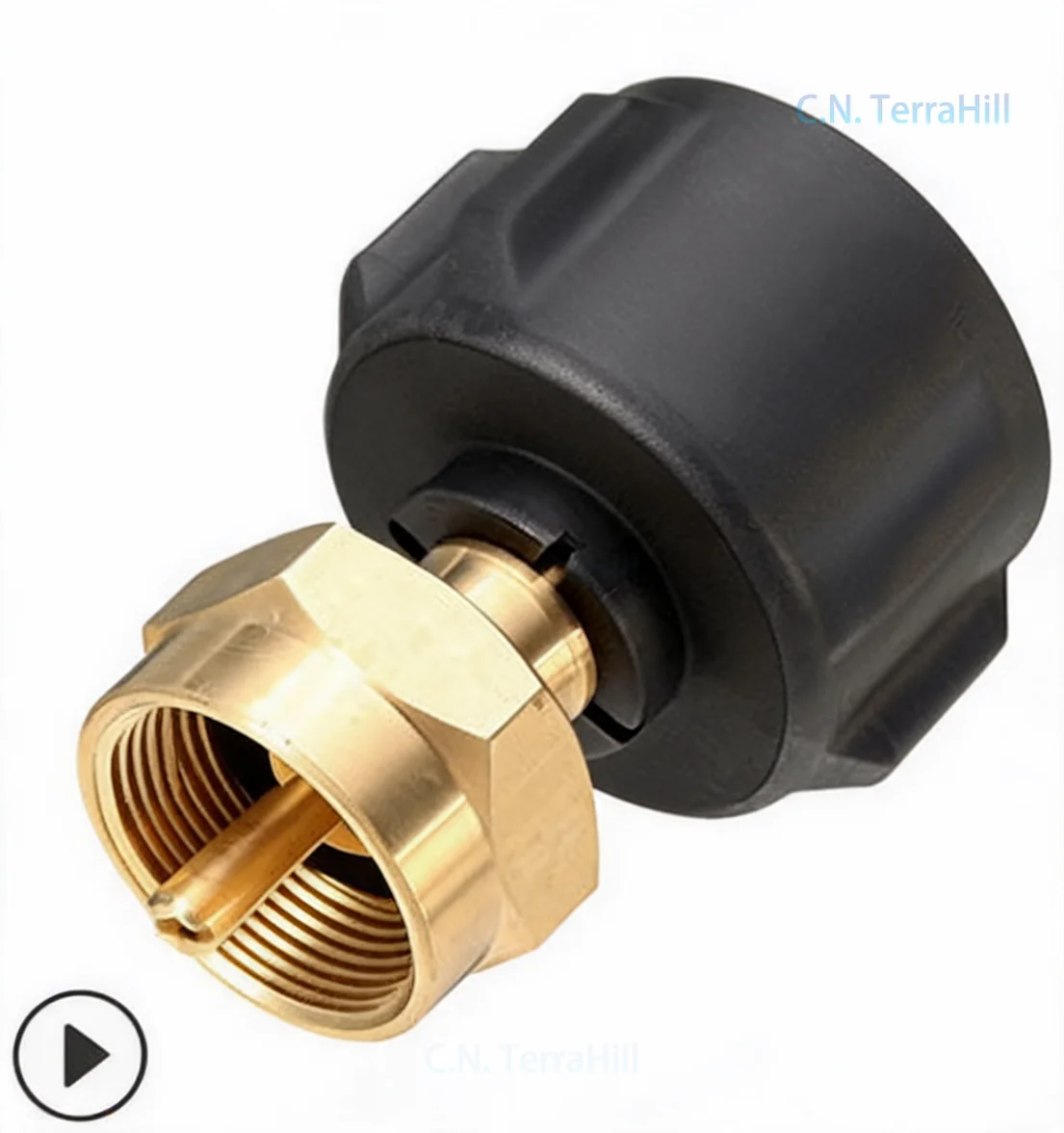 Brass Propane Tank Adapter QCC1 to POL for Camping Stove, 1lb Disposable Cylinder Refill Connector, Outdoor BBQ Accessory