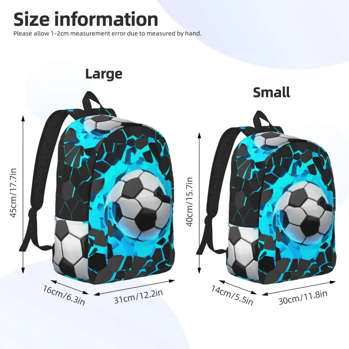 Soccer Football Balls Backpack for Preschool Primary School Student Sports Bookbag Boy Girl Kids Canvas Daypack Gift