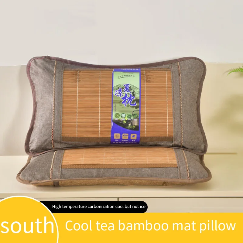 Almohada de estera de ratán, almohada refrescante de bambú, núcleo de almohada de seda de hielo de té, almohada de estera con aire acondicionado de verano, individual 30*50cm